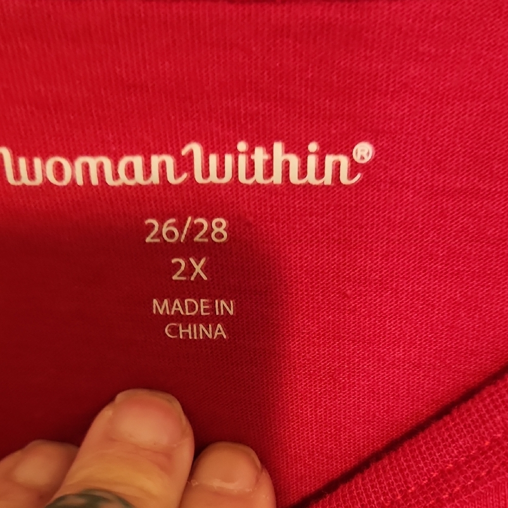 🔥Woman Within Bright Red Knit Top - 2X - Picture 2 of 3